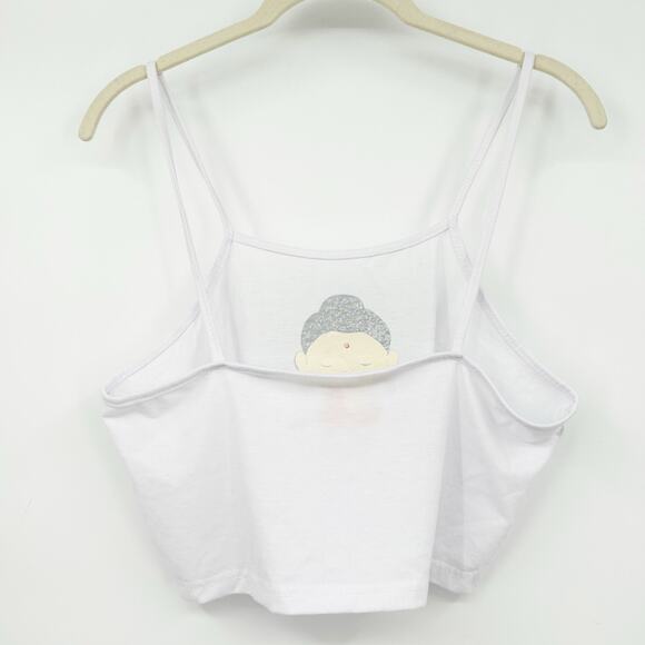 Womens Novelty Monk Buddha Try Not To Be A C*nt‎ Graphic Crop Tank Top Size L - Picture 4 of 4